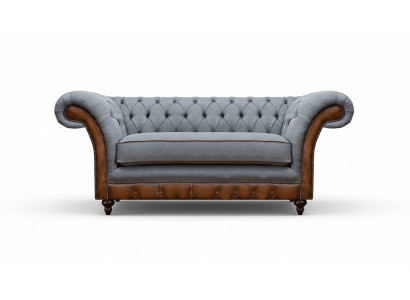 Luxurious Chesterfield Light Gray 2-Seater Upholstered Designer Furniture
