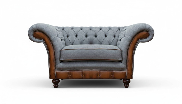 Chesterfield light grey armchair designer fabric armchair textile furniture