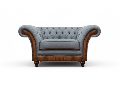 Chesterfield light grey armchair designer fabric armchair textile furniture