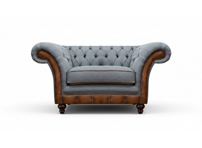 Chesterfield light grey armchair designer fabric armchair textile furniture