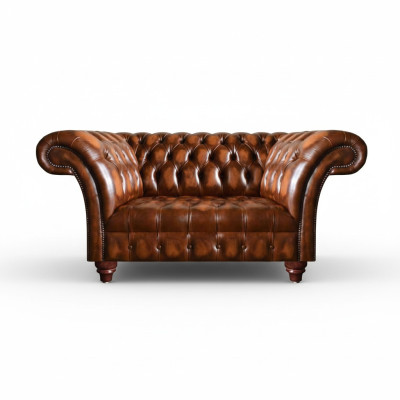 Noble Chesterfield Brown Leather Three-Seater Living Room Sofas New