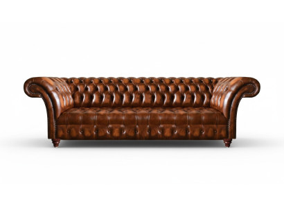 Chesterfield Leather Sofa Brown Faux Leather Couch Designer Elegant Seating Furniture