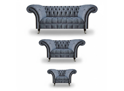 Living room Chesterfield set designer gray sofa suite armchair 3-seater