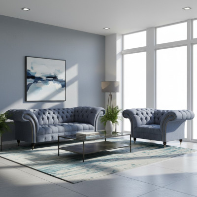 Living room Chesterfield sofas designer upholstery set 3-seater 2-seater