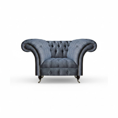 Modern Chesterfield Single-Seater Grey Living Room Textile Armchair 1-Seater
