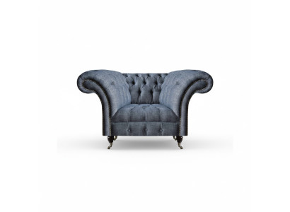 Modern Chesterfield Single-Seater Grey Living Room Textile Armchair 1-Seater