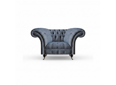 Modern Chesterfield Single-Seater Grey Living Room Textile Armchair 1-Seater