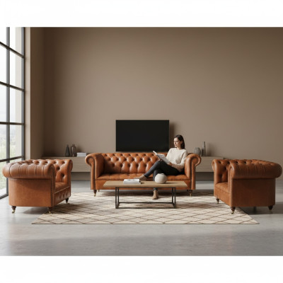 Chesterfield seating furniture brown sofas single-seater living room furniture