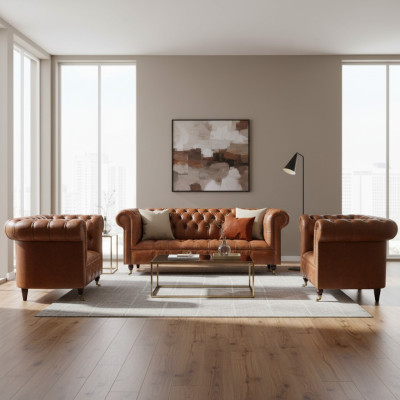 Chesterfield seating furniture brown sofas single-seater living room furniture