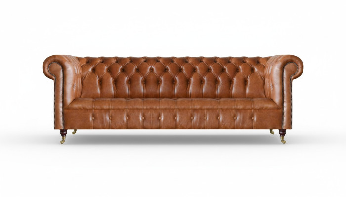 Living room four-seater Chesterfield designer couches luxury leather sofas