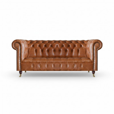 Chesterfield Leather Seating Furniture Brown Three-Seater Living Room Noble Sofas