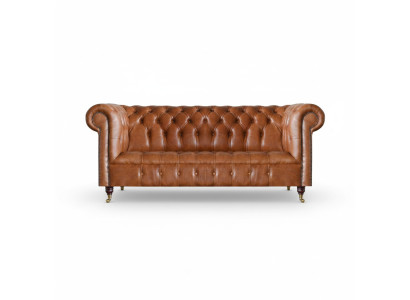 Chesterfield Leather Seating Furniture Brown Three-Seater Living Room Noble Sofas