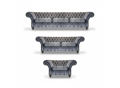 Chesterfield Gray Textile Upholstery Living Room Sofas Designer Couches