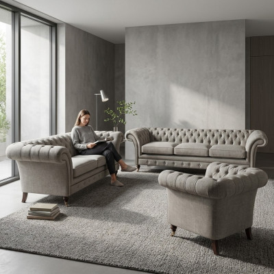 Exclusive Chesterfield Couches Designer Two-Seater Three-Seater Armchair