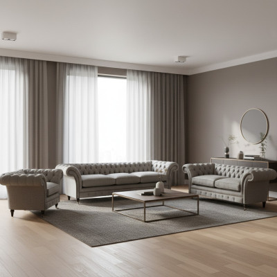 Exclusive Chesterfield Couches Designer Two-Seater Three-Seater Armchair