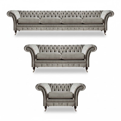 Chesterfield light gray fabric sofas set living room upholstered furniture