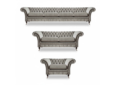 Chesterfield light gray fabric sofas set living room upholstered furniture