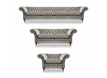 Chesterfield light gray fabric sofas set living room upholstered furniture