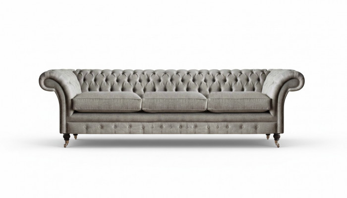 Chesterfield Gray Three-Seater Living Room Upholstered Sofas Designer Couches