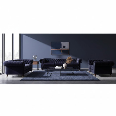 Luxurious Blue Chesterfield Couches Exclusive 4-Seater Upholstered Chair