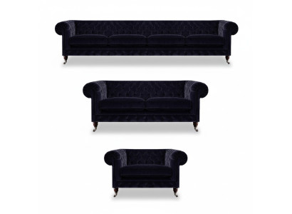 Luxurious Blue Chesterfield Couches Exclusive 4-Seater Upholstered Chair