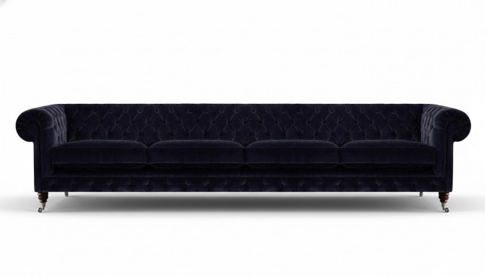 Chesterfield dark blue 4-seater couch living room upholstered furniture