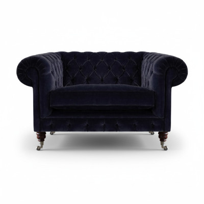 Dark blue Chesterfield armchair living room designer single-seater furniture