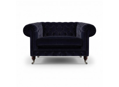 Dark blue Chesterfield armchair living room designer single-seater furniture