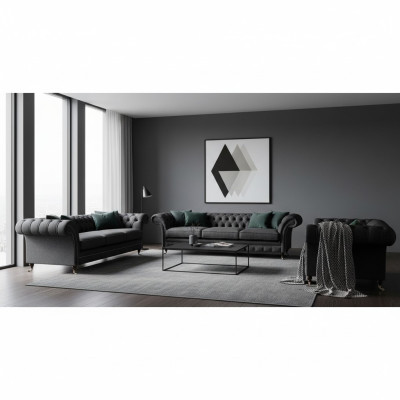 Stylish Chesterfield Sofa Set Modern 3-Seater Upholstery Loveseat