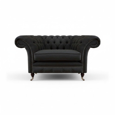 Luxurious Black Chesterfield Single Seater Living Room Upholstered Armchair