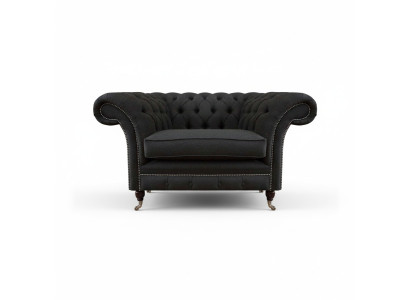Luxurious Black Chesterfield Single Seater Living Room Upholstered Armchair