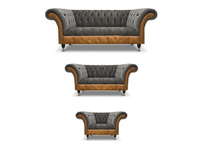 Gray-Brown Chesterfield Fabric Sofas Designer Living Room Upholstered Furniture