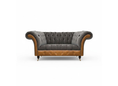 Gray Exclusive Chesterfield Two-Seater Comfortable Textile Noble Sofas