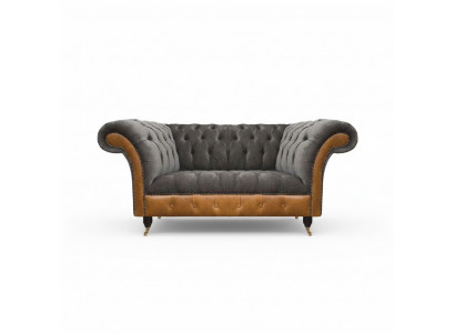 Gray Exclusive Chesterfield Two-Seater Comfortable Textile Noble Sofas