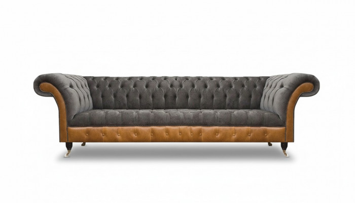Luxurious Chesterfield 4-Seater Designer Four-Seater Textile Couch Sofas