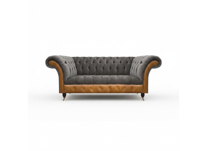 Luxurious gray Chesterfield seating furniture living room couches elegant sofas