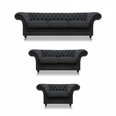 Elegant gray Chesterfield living room sofas designer couch 3-piece set