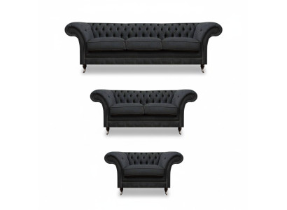 Elegant gray Chesterfield living room sofas designer couch 3-piece set