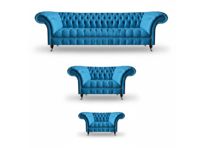 Sky-blue Chesterfield set luxurious seating furniture designer couches