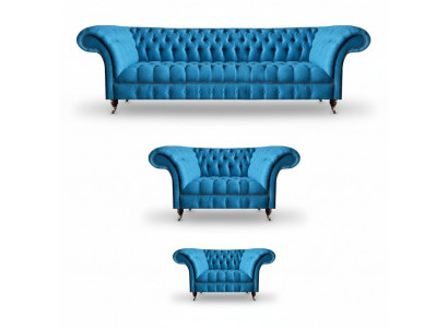 Sky-blue Chesterfield set luxurious seating furniture designer couches