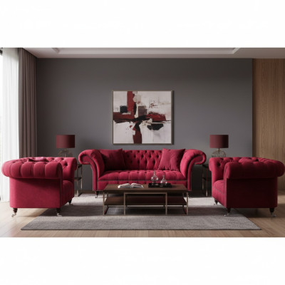 Stylish Pink Chesterfield Couches Elegant Sofa Set Living Room Furniture