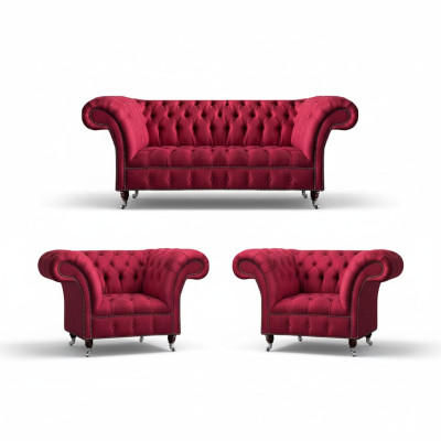 Stylish Pink Chesterfield Couches Elegant Sofa Set Living Room Furniture