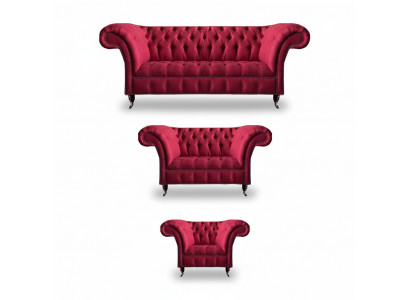 Noble Chesterfield Pink Sofa Set Living Room Designer Textile Couches