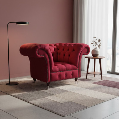 Chesterfield Armchair Pink Designer Seating Luxury Seat Textile Living Room
