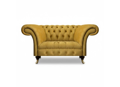 Chesterfield Designer Two-Seater Sofa Couch Living Room Luxury Yellow Upholstered Sofa
