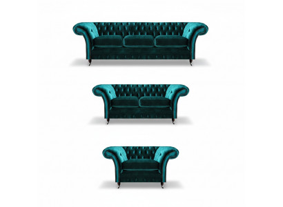 Green Living Room Chesterfield Suite Designer Upholstered Furniture Luxury Set