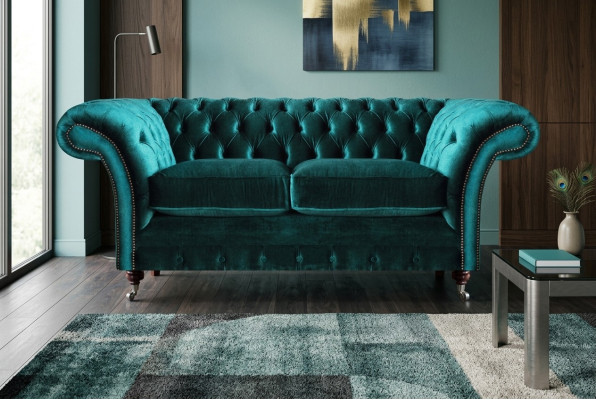 Green two-seater sofa couch living room luxury designer textile furniture