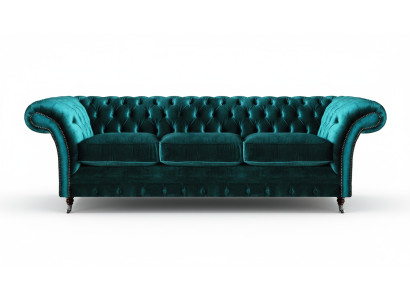 Living room green three-seater sofa couch textile furniture upholstered seat furniture