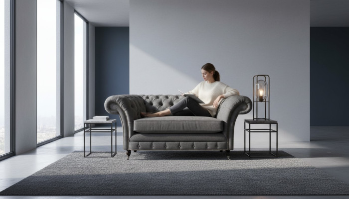 Luxurious Gray Chesterfield Armchair Upholstered Armchair Designer Seating Furniture