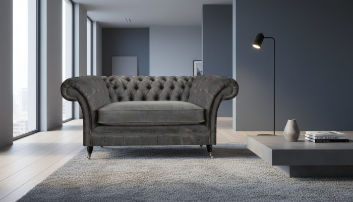 Luxurious Gray Chesterfield Armchair Upholstered Armchair Designer Seating Furniture